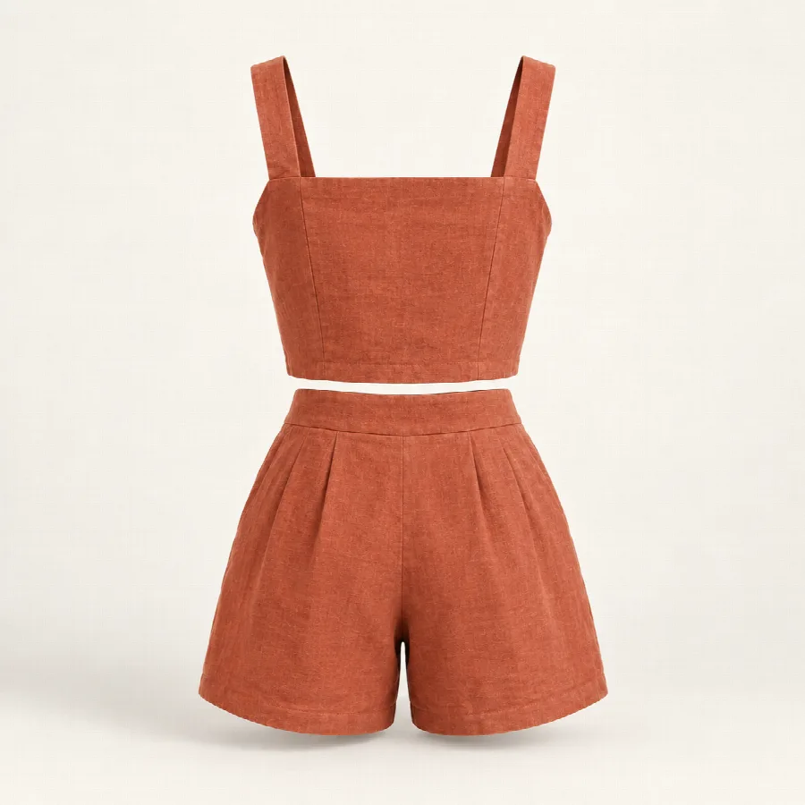 Terracotta Two-Piece Top & Shorts Set — photo 2 of 2