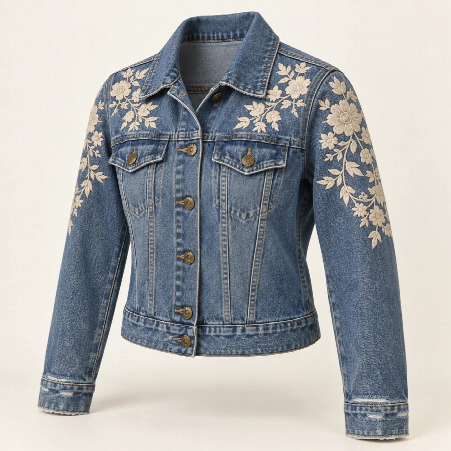 Floral Embroidered Denim Jacket — photo 4 of 4