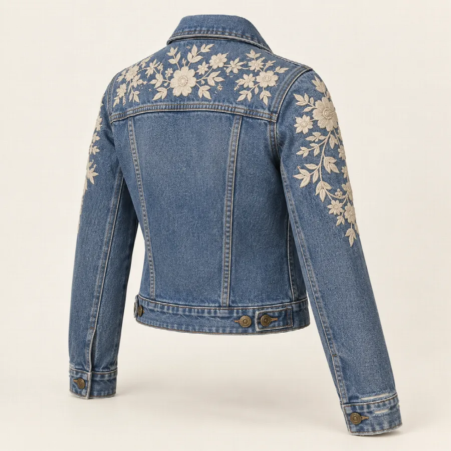 Floral Embroidered Denim Jacket — photo 2 of 4