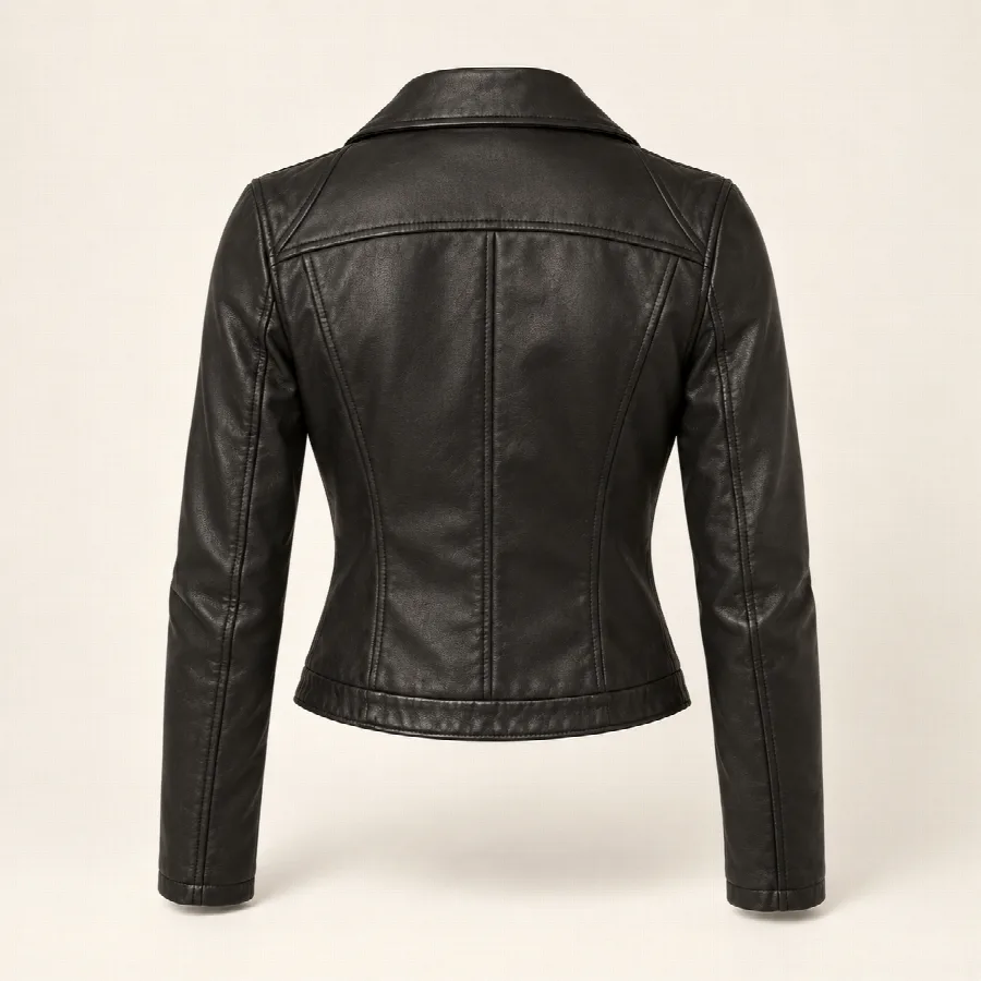 Black Cropped Moto Jacket — photo 2 of 2