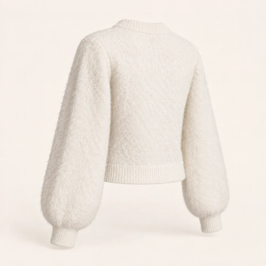 Cream Textured Cropped Cardigan — photo 2 of 2