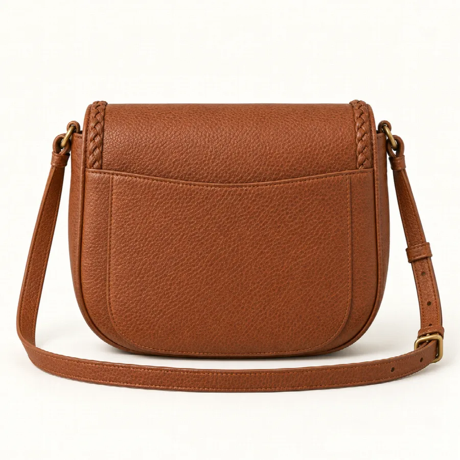 Cognac Braided-Trim Saddle Crossbody — photo 3 of 4