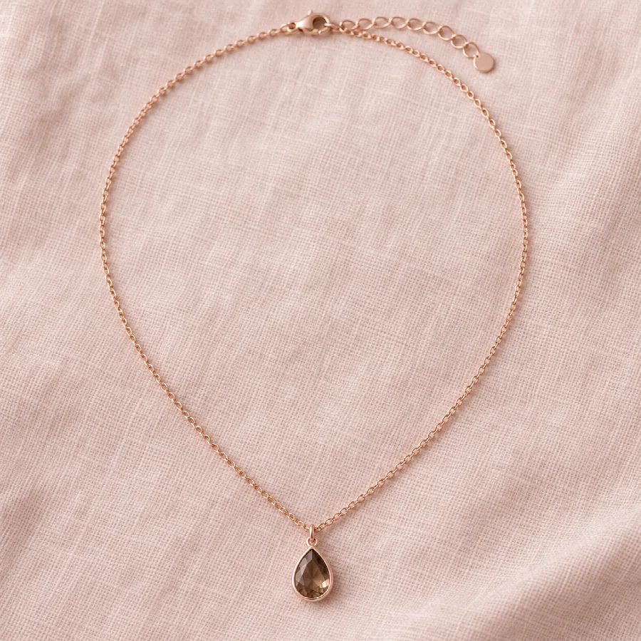 Rose Gold Teardrop Pendant Necklace