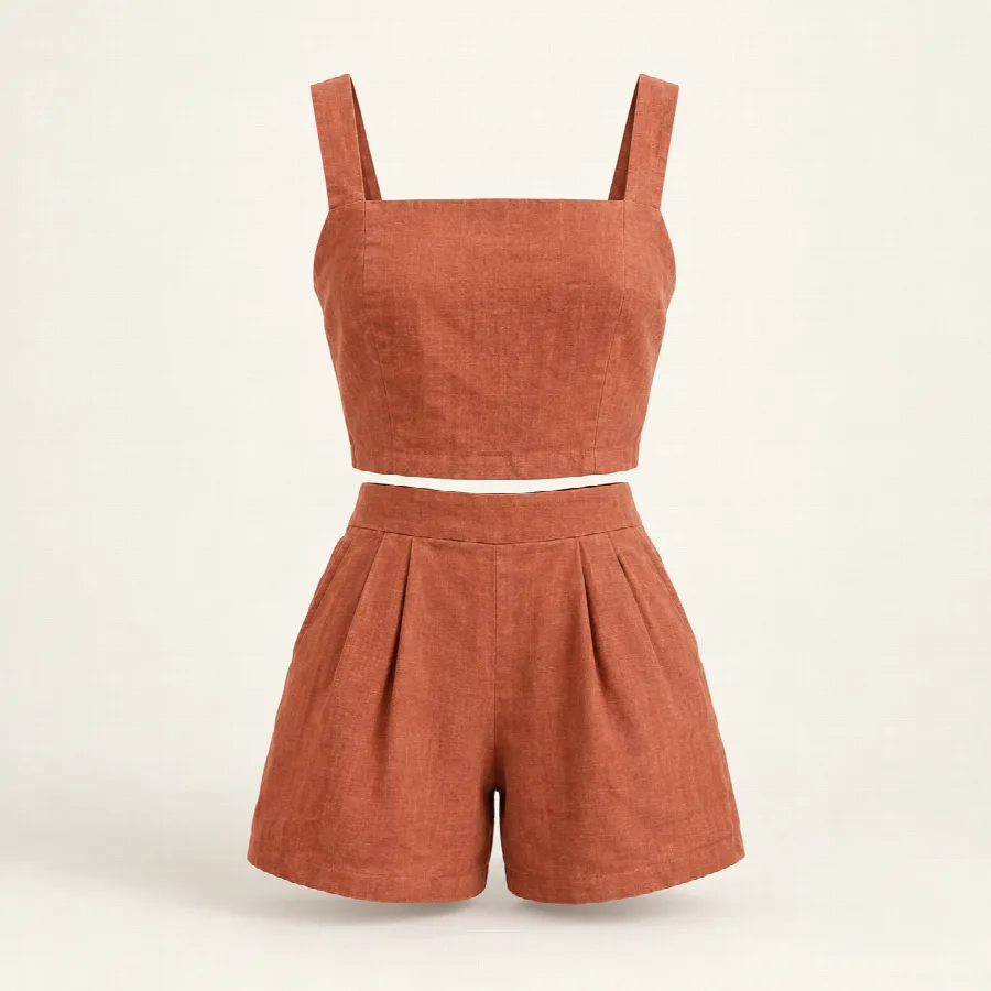 Terracotta Two-Piece Top & Shorts Set