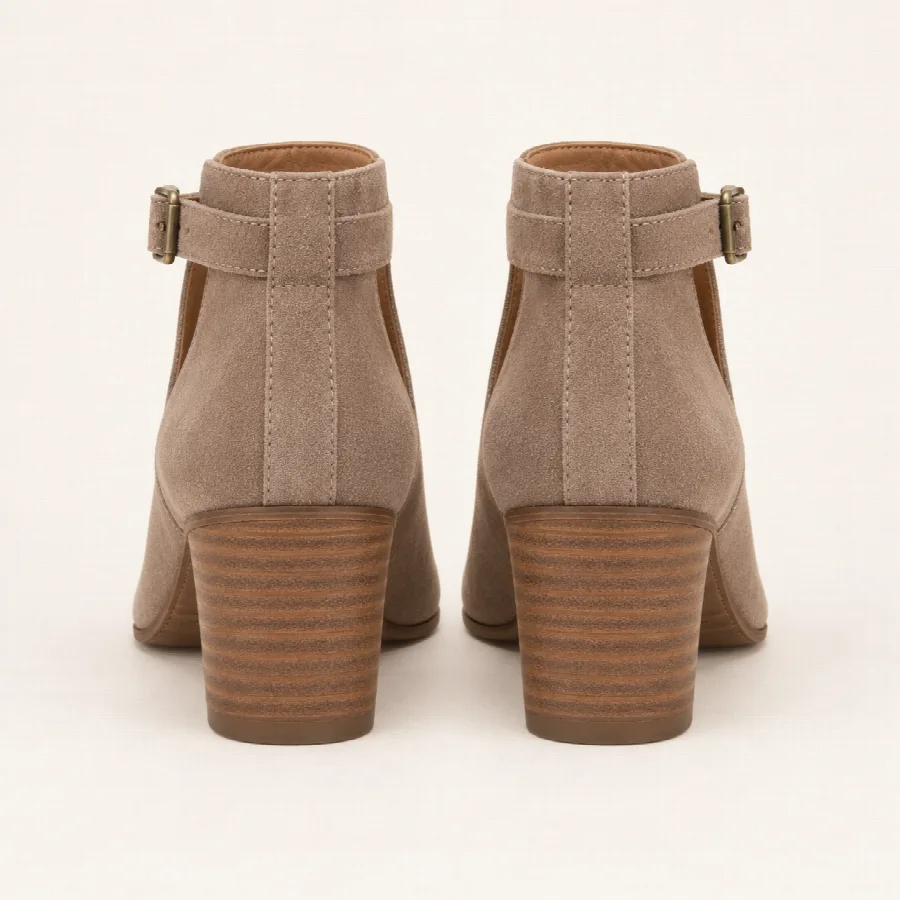 Taupe Suede Cutout Ankle Booties — photo 3 of 4