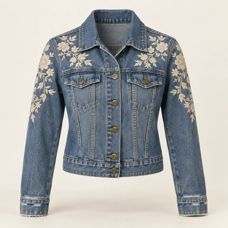 Floral Embroidered Denim Jacket