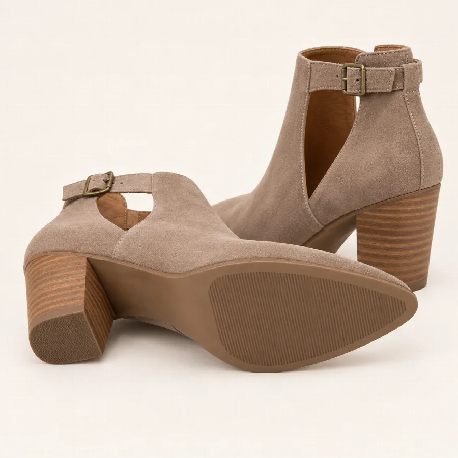 Taupe Suede Cutout Ankle Booties — photo 4 of 4