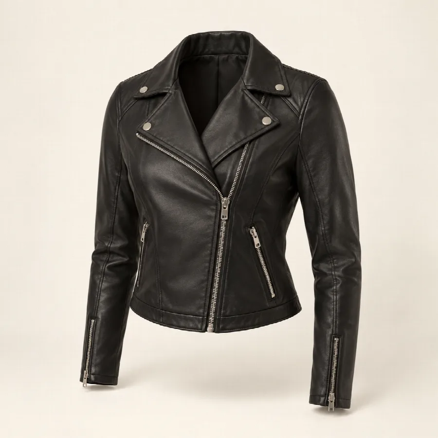 Black Cropped Moto Jacket